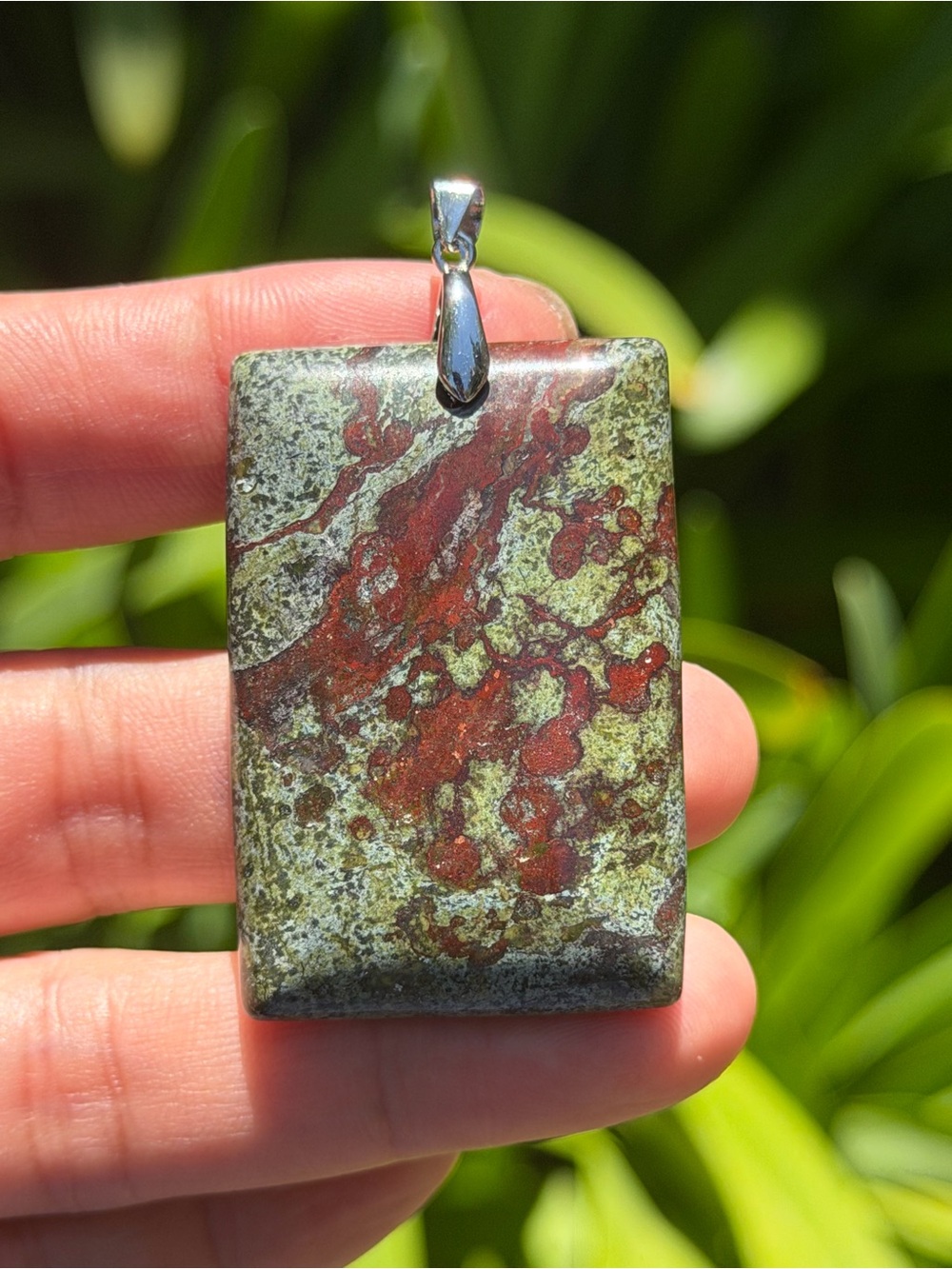 Sterling silver 925 stamped‎ rectangular blood stone pendant 1996